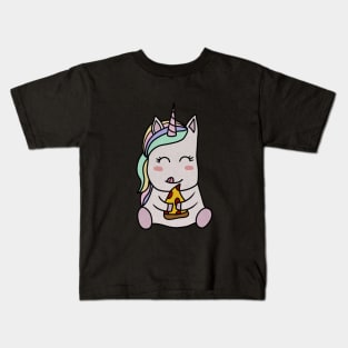 Cute Unicorn eating Pizza, Funny Pizza Lover Kids T-Shirt